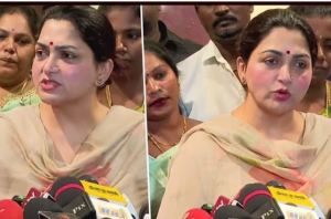 Kushbu speaking addressing the press