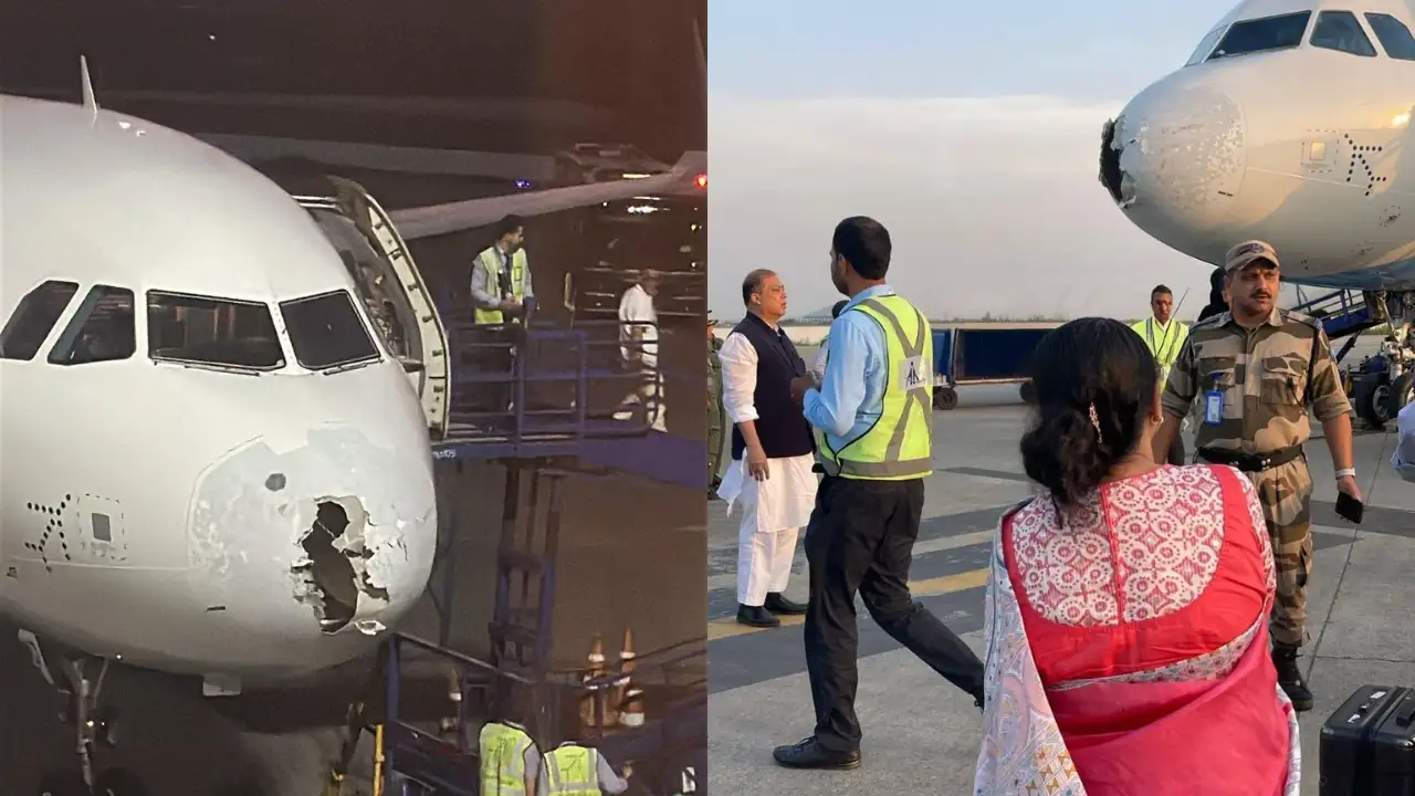 ஆலங்கட்டி மழையில் சிக்கிய இண்டிகோ விமானம் ; அலறிய பயணிகள்