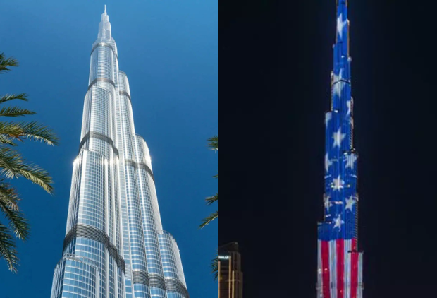 உலகின் உச்சியில் ஒளிர்ந்த ஒரு கொடி-அமெரிக்கா புர்ஜ் கலிபாவில்!