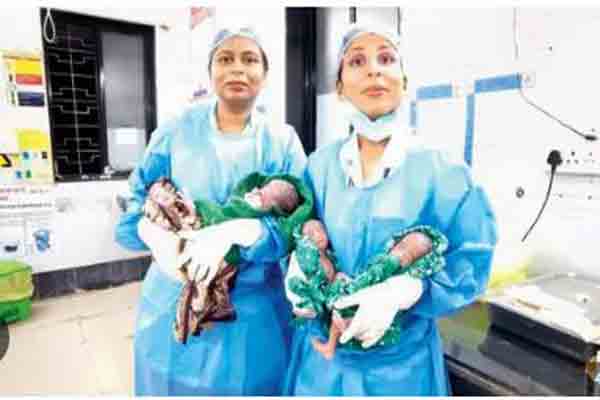 ஒரே பிரசவத்தில் 4 குழந்தைகள் பெற்றெடுத்த தாய்